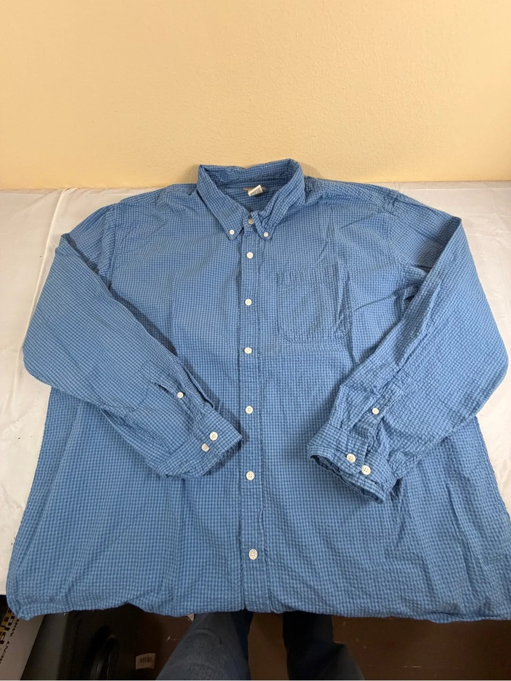 L.L. Bean Light Blue Checked Button-Down Shirt